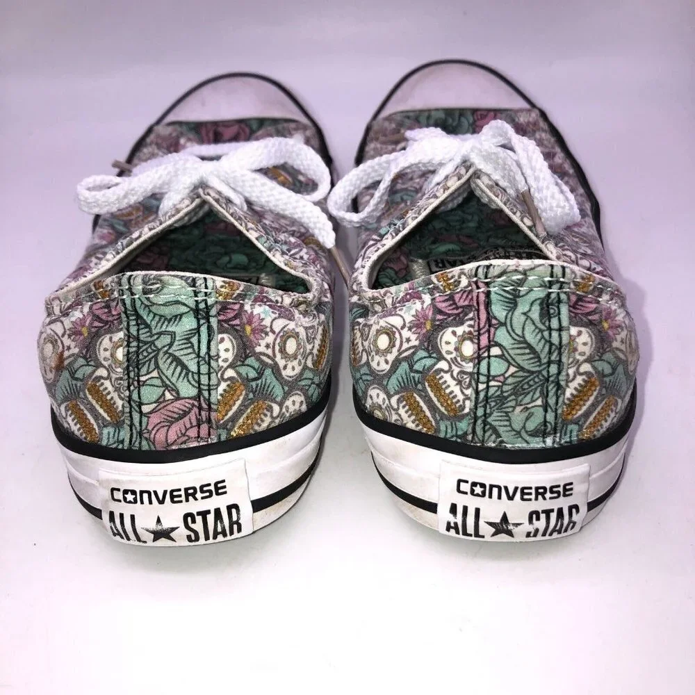 Converse All Star Youth Size 2 Skulls Day of the Dead Low Top Sneakers Shoes